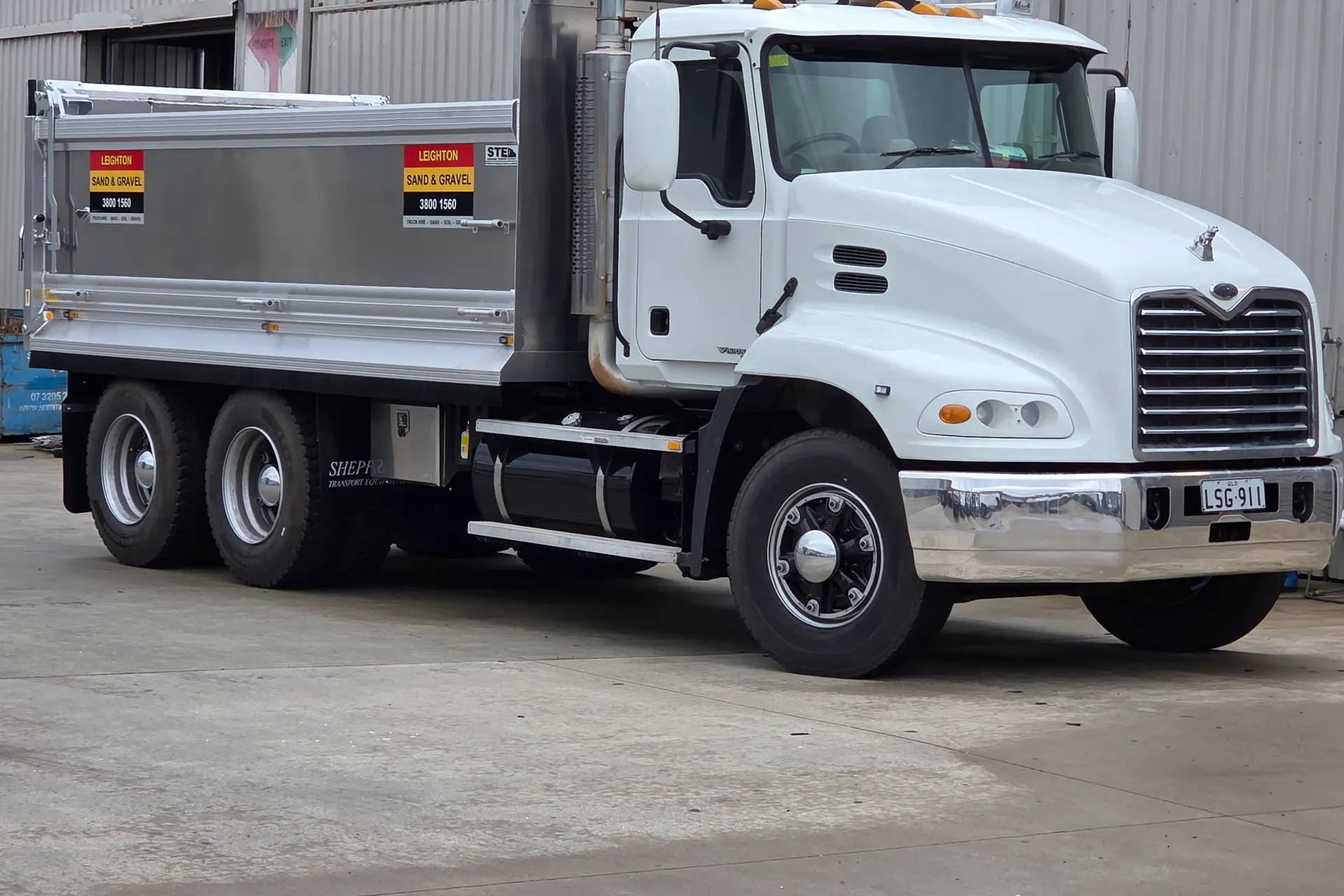 A Leighton Sand & Gravel tipper truck