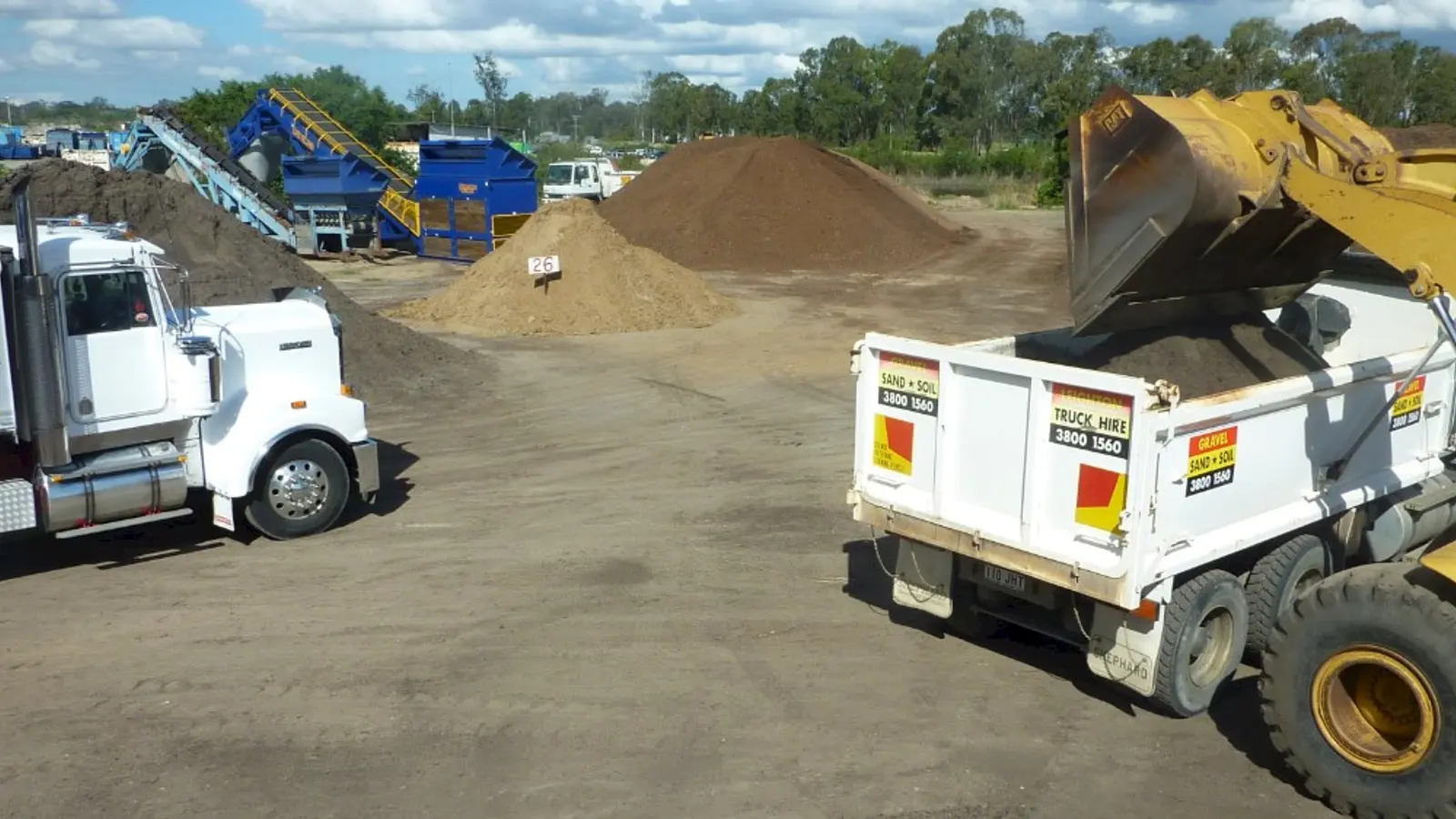 The Leighton Sand & Gravel yard with material stockpiles